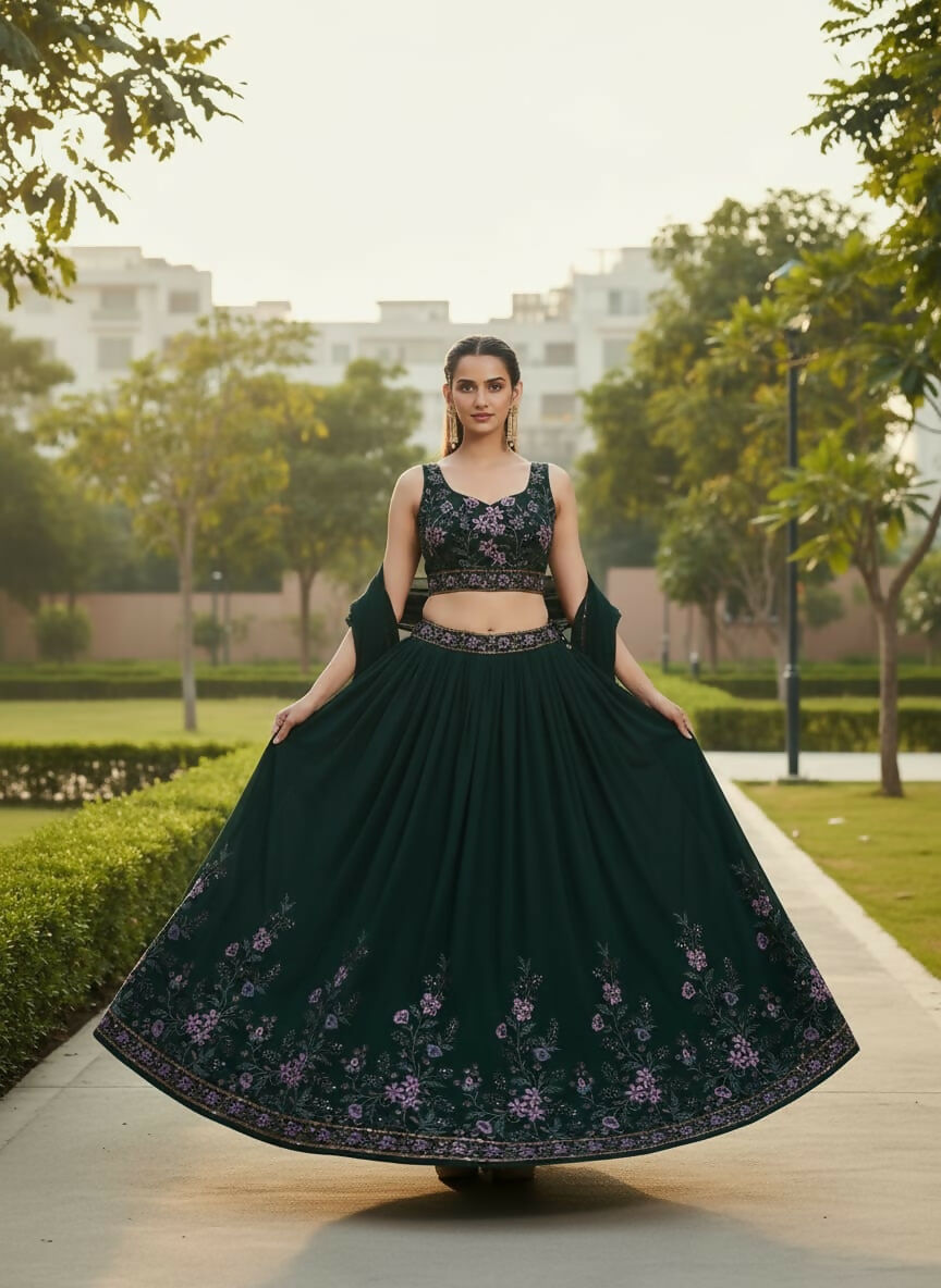 Lehenga Mart Designer Indian Wedding Lehenga Choli-Green | Grocsy