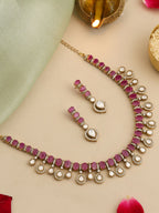 Ruby Raang Pink Kundan Necklace Set | Grocsy