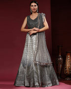 Grey Organza Mirror With Coding Work Lehenga Choli with Dupatta - Tanya | Grocsy