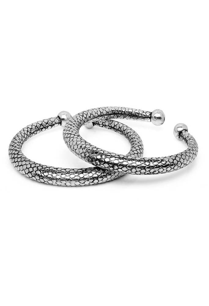 Mominos Fashion Kamal Johar Oxidised Silver Plain Kadiyam Anklets | Grocsy