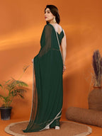 Designer Partywear Green Georgette Fancy Saree - Durga | Grocsy