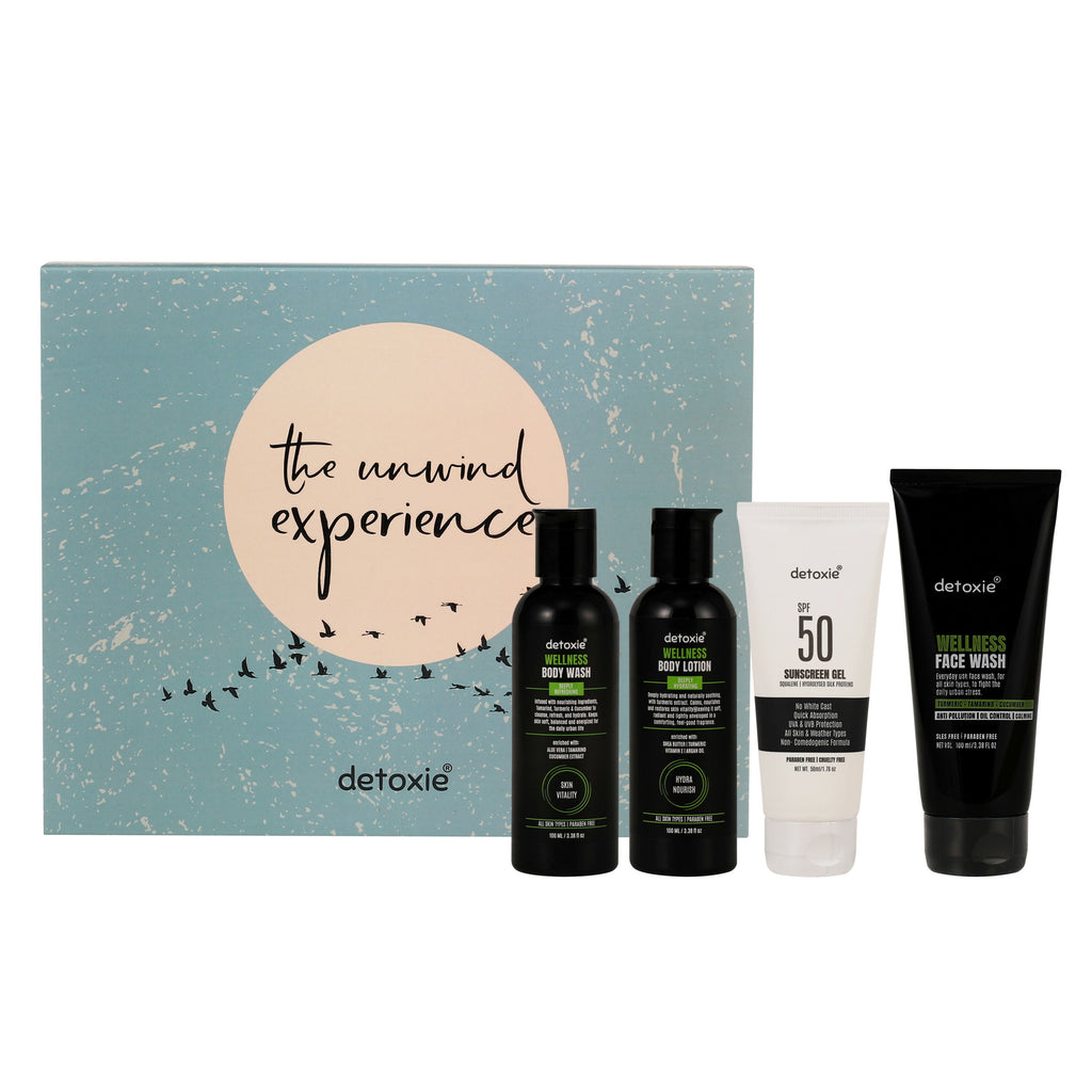Detoxie Wellness The Unwind Experience Unisex Daily Urban Skin Protection & Care Kit | Grocsy