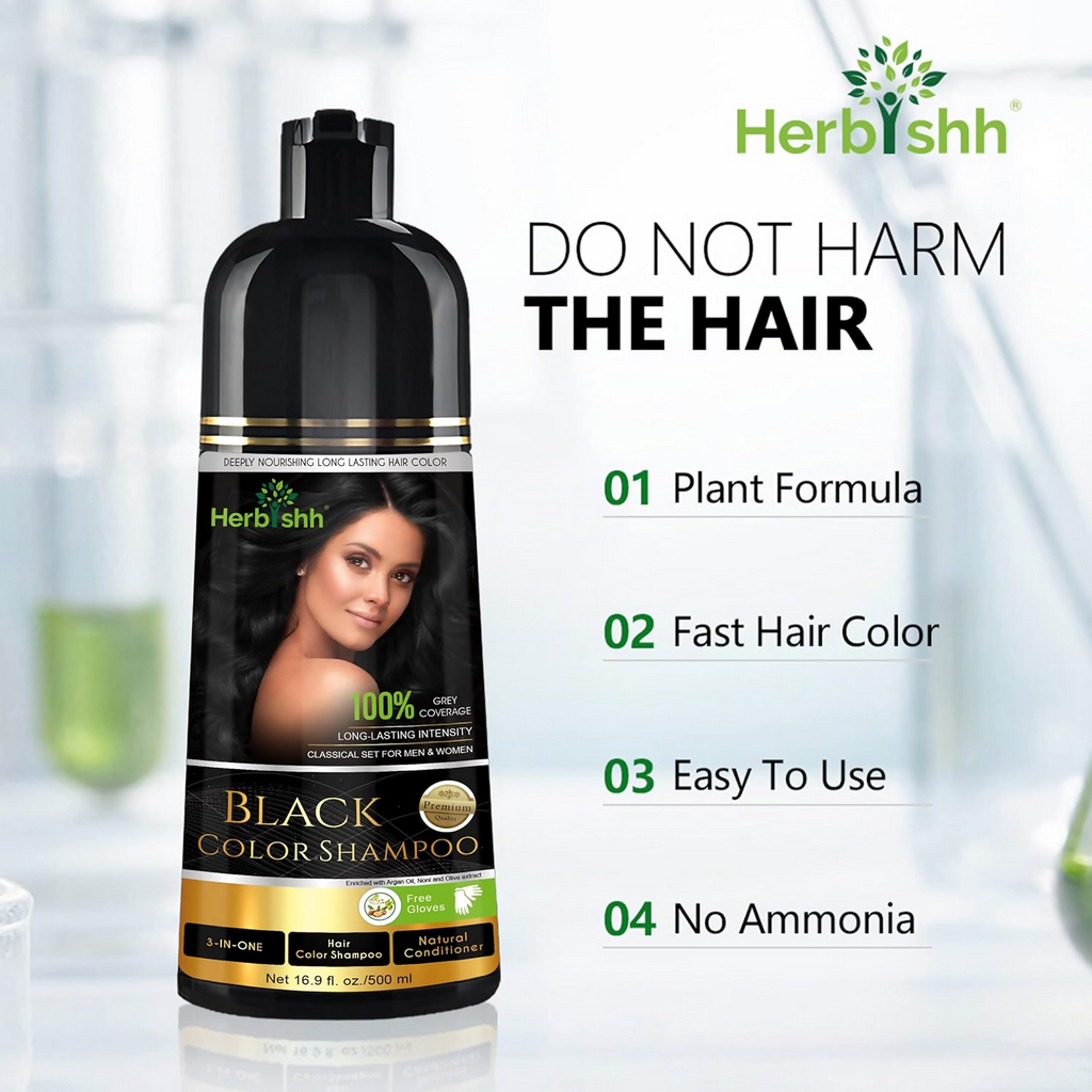 Herbishh Black Hair Color Shampoo | Grocsy