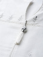 Juniper Women's White Viscose Rayon Embellished Kurta Set | Grocsy