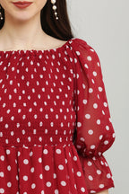 PAVONINE Polka Dots Body Kansai Maroon Dress For Women | Grocsy