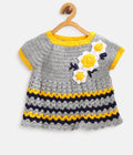 ChutPut Hand knitted Crochet Bumblebee Wool Dress For Baby Girls - Grey | Grocsy