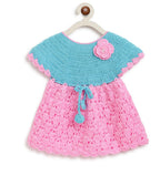ChutPut Hand knitted Crochet BubbleGum Wool Dress For Baby Girls - Pink | Grocsy