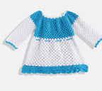 ChutPut Hand knitted Crochet AquaWool Dress For Baby Girls - Blue | Grocsy