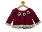 ChutPut Hand knitted Crochet Beautiful Wool Dress For Baby Girls - Purple | Grocsy