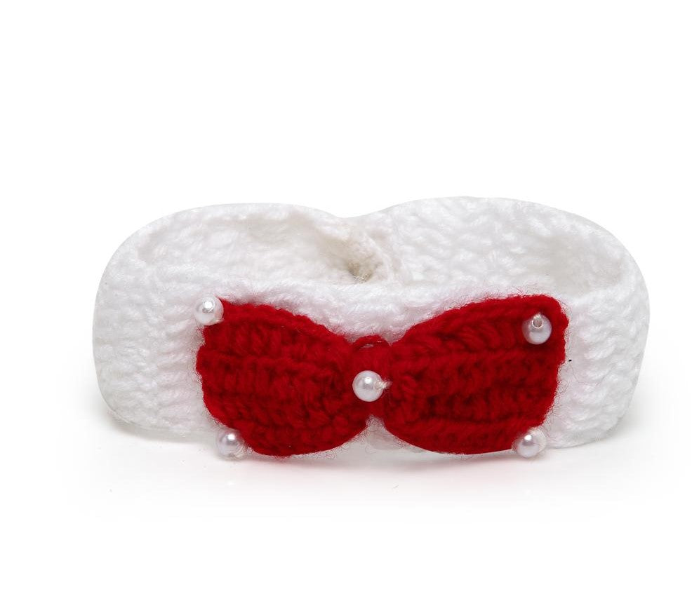 ChutPut Hand knitted Cinderella Wool Dress with Head band For Baby Girls  - White | Grocsy
