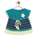 ChutPut Hand knitted Crochet Adorable Wool Dress For Baby Girls - Green | Grocsy