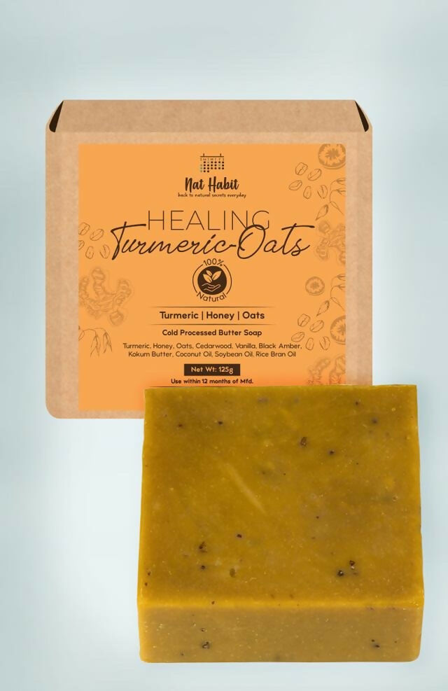 Nat Habit Cold Processed Healing Turmeric-Oats Soap | Grocsy