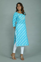 Alvano Women's Stylish Cotton Blend Laheriya Kurti | Grocsy