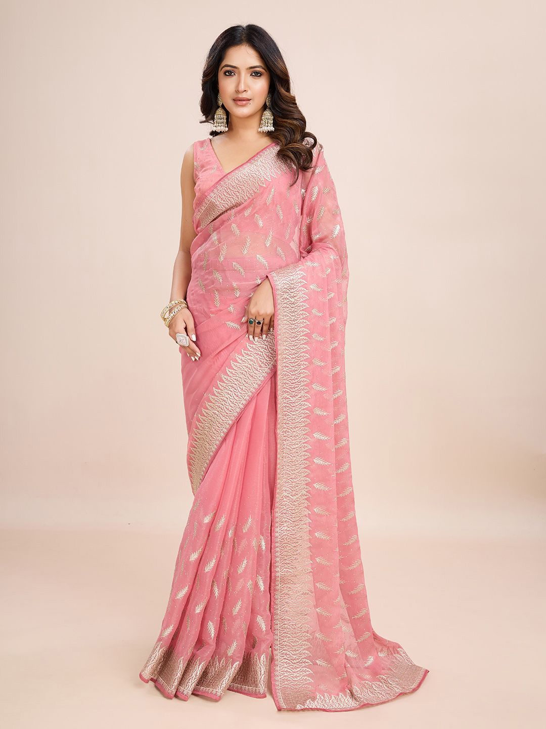 kasee Floral Embroidered Art Silk Ready to Wear Saree | Grocsy