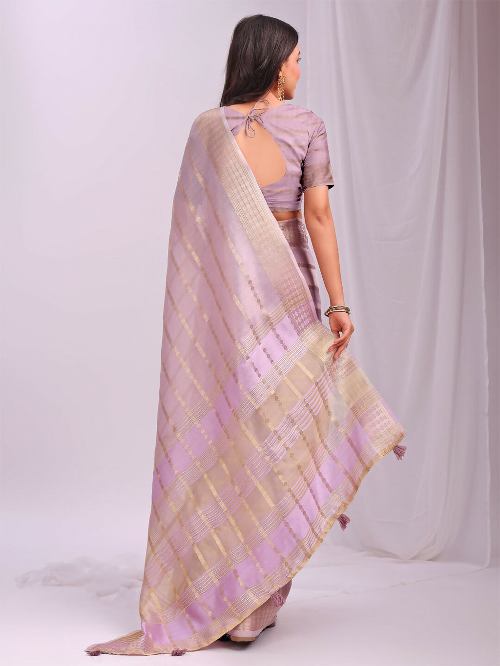 Shree Shyam Fashion Organza Light Pink Saree | Grocsy