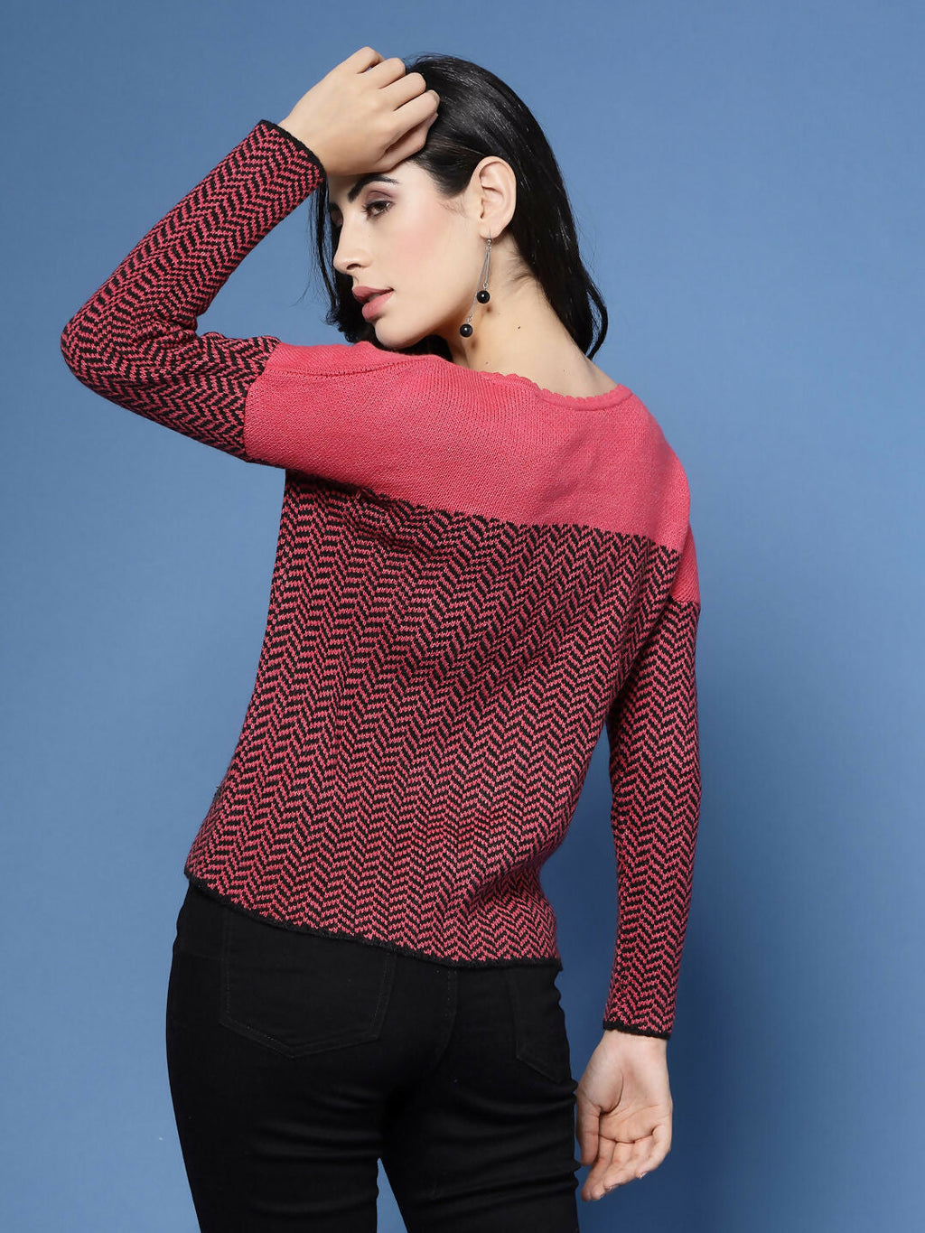 Women Winter Fuchsia Acrylic Sweater - Wool Trees | Grocsy