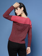 Women Winter Fuchsia Acrylic Sweater - Wool Trees | Grocsy