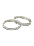 NVR Women Set of 8 American Diamond Silver Plated Bangles