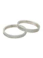 NVR Women Set of 8 American Diamond Silver Plated Bangles