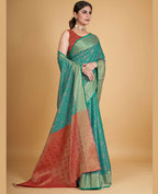 Sea Green Silk Woven Design Saree With Unstitched Blouse Piece - Akshita | Grocsy