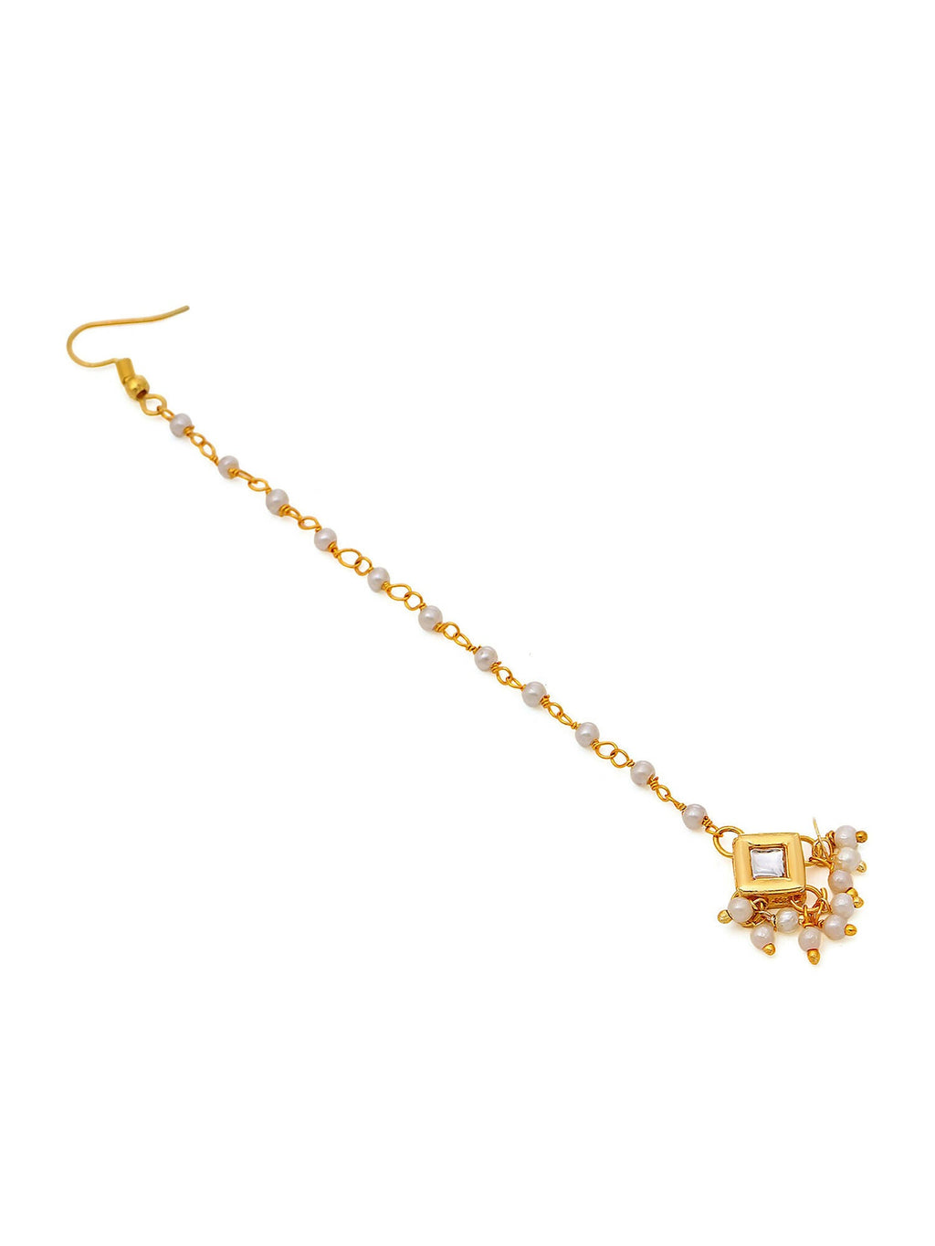 Ruby Raang Gold Square with Pearls Kundan Maang Tikka | Grocsy