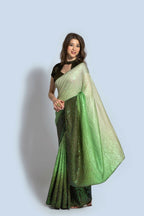 Vegaa Fashion Light Green Vichitra Silk Embroidered Party Wear Saree | Grocsy