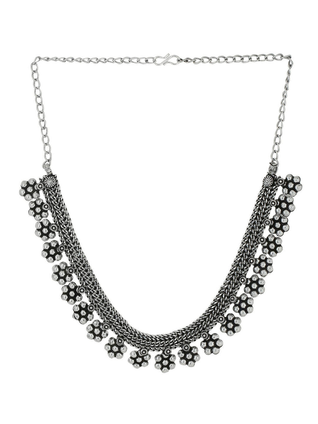 NVR Women Silver-Plated Oxidised Necklace | Grocsy