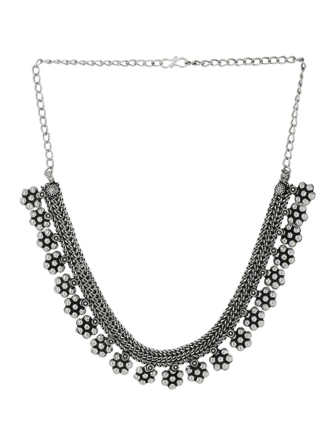 NVR Women Silver-Plated Oxidised Necklace | Grocsy