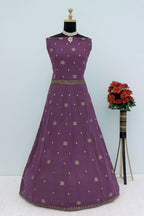 Vastranavya Lite Lavender Georgette Embroidered Sequins Work Anarkali Style A Line Suits | Grocsy
