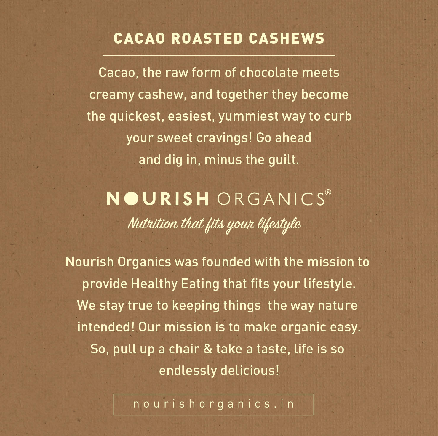 Nourish Organics Cacao Roasted Cashews | Grocsy