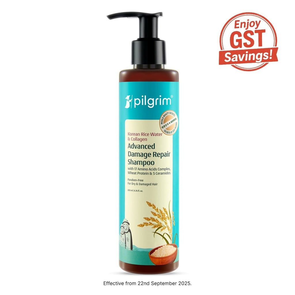 Pilgrim Korean Rice Water & Collagen Advanced Damage Repair Shampoo | Grocsy