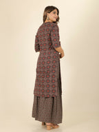 Aramya Brown Soft Cotton Geometric Straight Kurta for Women | Grocsy