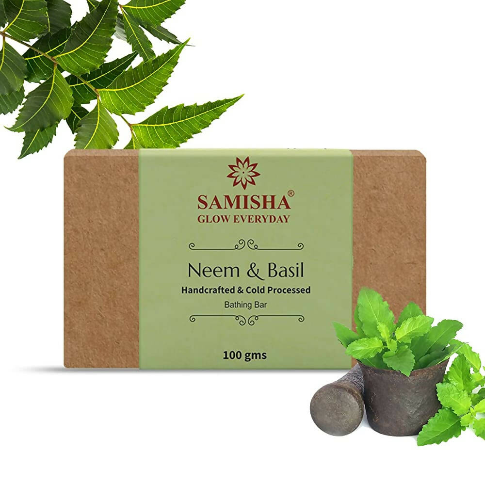 Samisha Organic Neem & Basil Skin Clearing Bathing Bar | Grocsy
