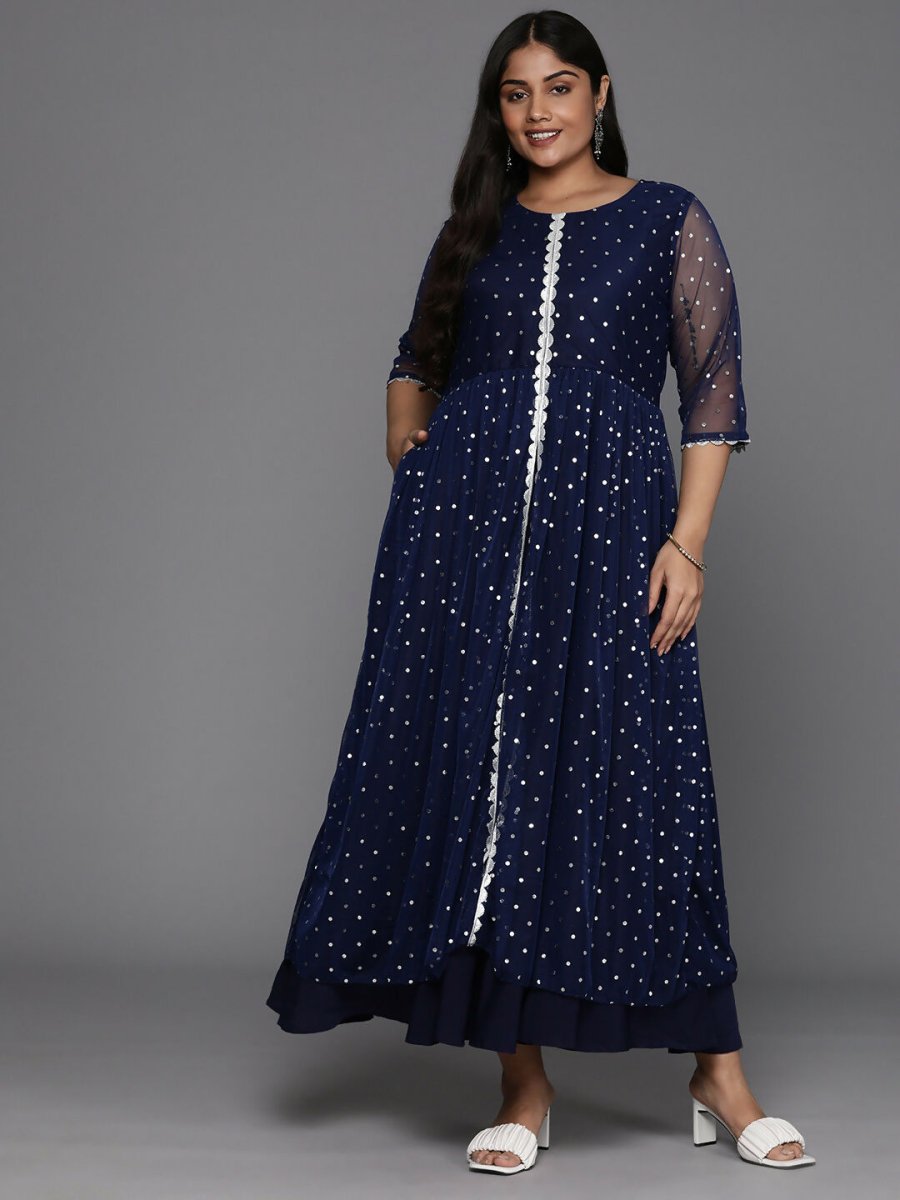 Ahalyaa Women's Traditional wear Ethnic Dress - Navy Blue | Grocsy