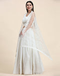 White Pure Viscose Georgette Sequence Embroidery work Lehenga Choli with Dupatta - Aakriti | Grocsy