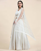 White Pure Viscose Georgette Sequence Embroidery work Lehenga Choli with Dupatta - Aakriti | Grocsy