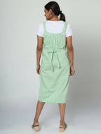 Manet Half Sleeves Solid Maternity Dress With Concealed Zipper Nursing Access - Green | Grocsy