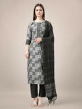 Jyoti Fashion Women's Black Rayon Print with Embroidery & Fancy Lace Work Kurta with Trouser & Dupatta | Grocsy
