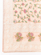Peach Organza Floral Embroidered Saree with Unstitched Blouse Piece - Roozal | Grocsy