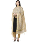 A R Silk Baswada Gold Print Fancy Dupatta Golden Color Dupatta or Chunni | Grocsy