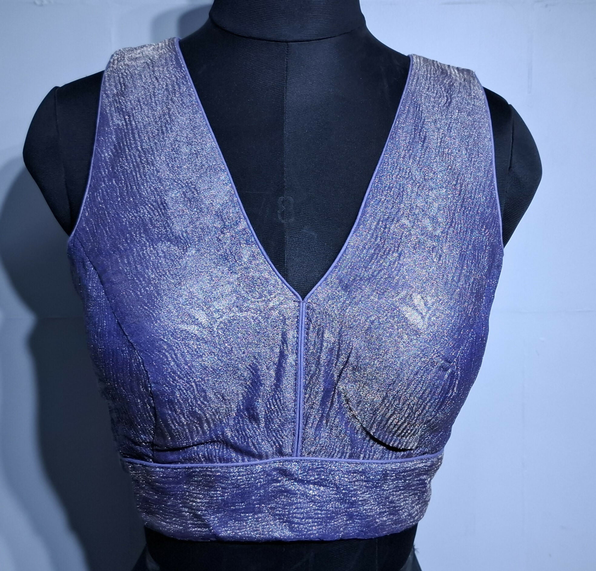 Kia Fashions Lilac Crush Tissue Self Design Readymade Blouse | Grocsy