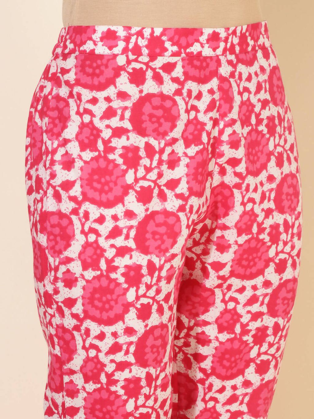 Janasya Women's Pink and White Cotton Printed Casual Regular Co-ords | Grocsy
