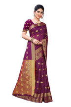 Vamika Banarasi Jacquard Weaving Wine Red Saree | Grocsy