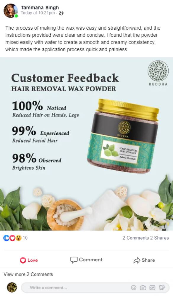 Buddha Natural Wax Powder Natural Instant Painless Hair Removal | Grocsy