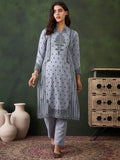 Sangria Self Design Winter Kurta & Trouser | Grocsy