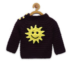 Chutput Kids Brown Coloured Solid Pullover with Sunflower Design | Grocsy
