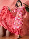 Joban Fashion Printed Pink Pure Cotton Kurta Set | Grocsy