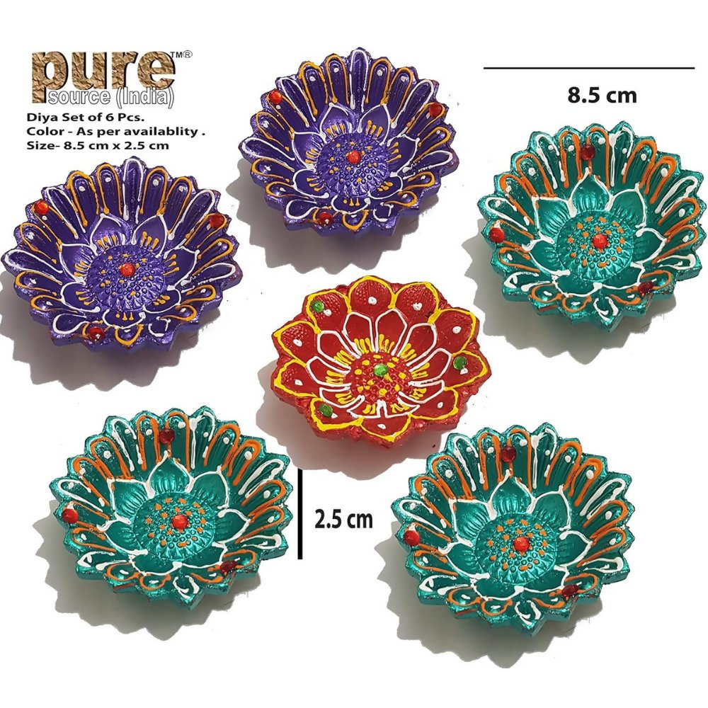 Pure Source India Terracotta Decorative Diyas | Grocsy