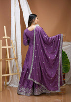 Teeya Creation Lavender Color Natural Crepe Silk Wedding Wear Trending Salwar Suit | Grocsy