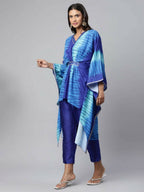 Ahalyaa Women Royal Blue Crepe Digital Printed Kaftan Kurta | Grocsy